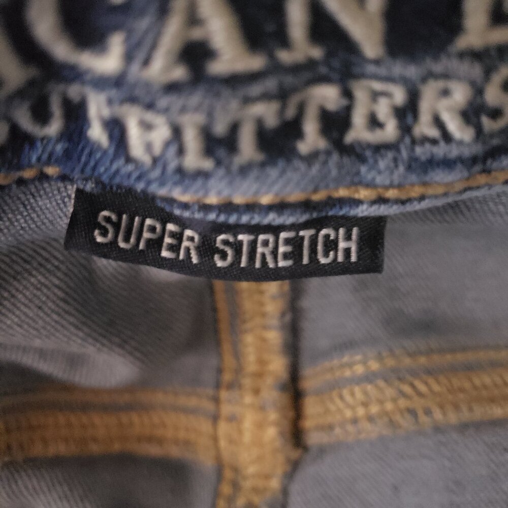 American Eagle Size 10 Long Super High Rise Stretch Jegging Jeans Blue Denim - Picture 8 of 11